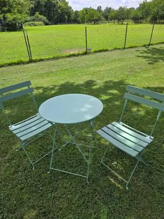 New metal patio table and 2 chairs