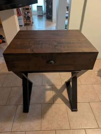 Distressed Antique Cognac and Black Wood Secretary Desk