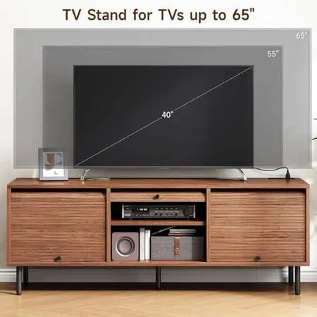 59 Inch TV Stand for TVs up to 65 Inch, Entertainment Center with Power Outlet,