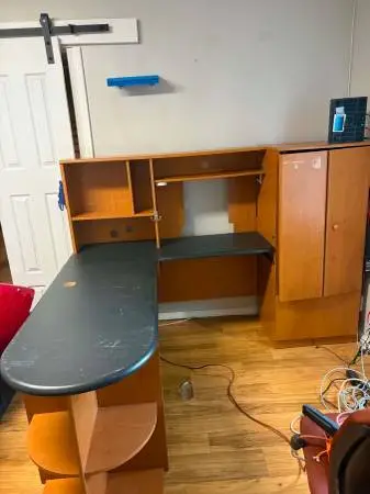 Wooden desk, L shape desk, Computer desk, Big desk, desk with storage