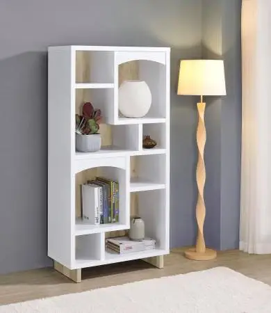 **New Bookcase with Six Shelves in White Finish**