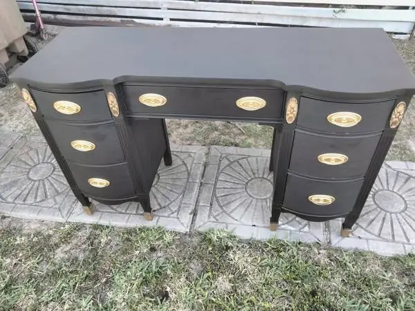 Restored Vintage Dixie Vanity . Solid Wood . Hollywood Regency.