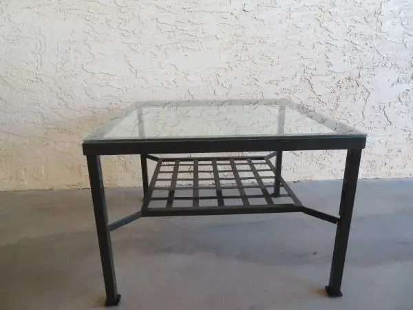Black Metal Table w/Glass top