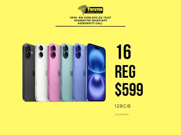 iPhone 16 128GB — Only $599 | Unlocked for Any Carrier | Twister Wireless