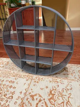 Round Gray Metal Wall Shelf