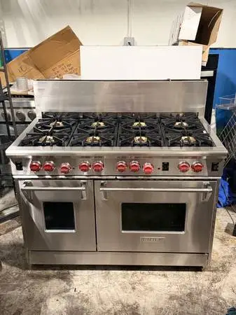 Wolf Stainless Steel 48” Wide Gas Range/Viking Range Hood 48” Wide