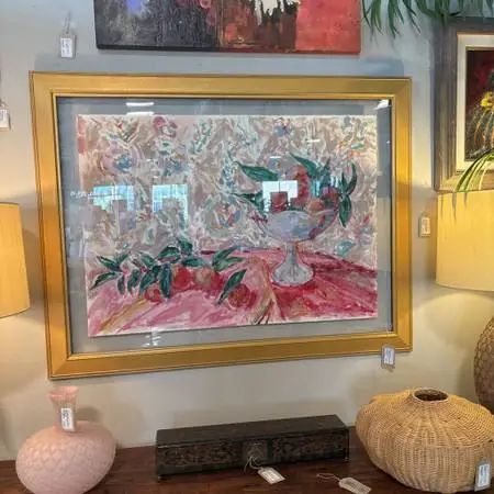 Gold Framed Tangerine Watercolor - 53X41