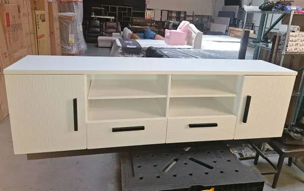 Scalloped wide white TV stand (71)