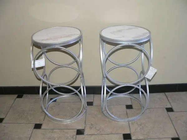 BAR Tables Rutledge King Round Britton 2 Metal End Tables Marble Top