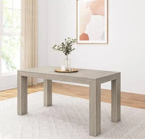 Plank+Beam 60” Solid Wood Dining Table, Seashell Wirebrush