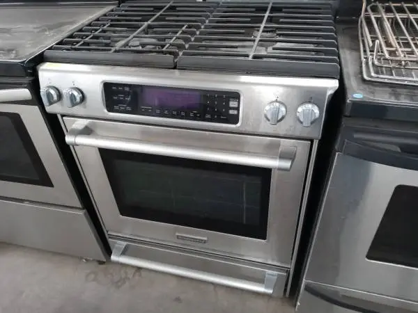 ★KitchenAid stainless steel 4-burner dual-fuel slide-in range