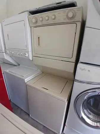 Almond color whirlpool 27 stackable washer and gas dryer