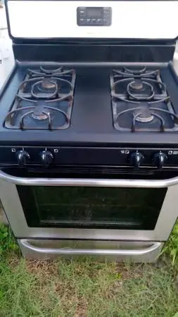 Frigidaire black and stainless gas stove $250.00
