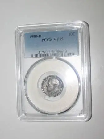 Dime. 1990 with the D Mint mark Ghost shade. PCGS. VF35.