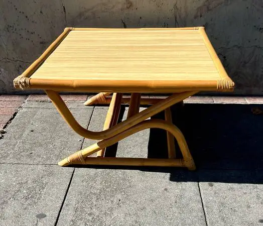 Tiki bamboo rattan sculptural coffee table