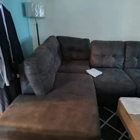 Blue L shaped Sofa Twin XL Mattress and Frame
