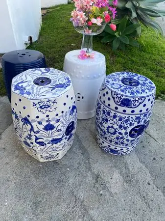 Grammas Collection of Glazed Ceramic Garden Stools