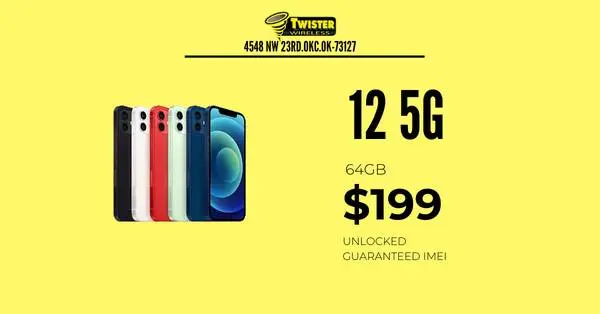iPhone 12 5G 64GB — Only $199 | Works on Any Carrier | Twister Wireless