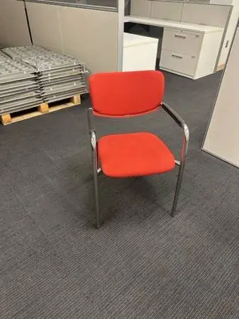 Side / Guest / lobby / Stack Chairs by Haworth Zody in Red Fabric & ch