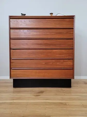 Vintage Mid Century Danish Modern Westnofa Teak Highboy Dresser Chest