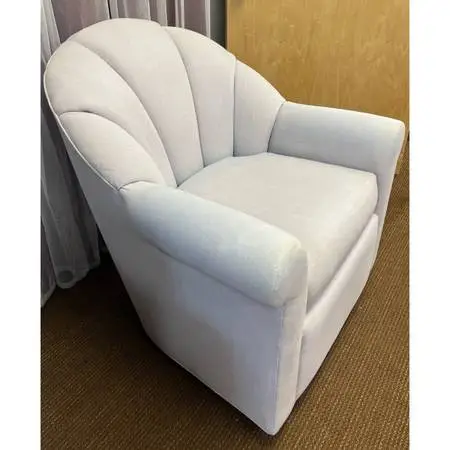 La-Z-Boy Swivel Chair, Modern Scalloped Fan Back Chair, High-Back Channel Tufted