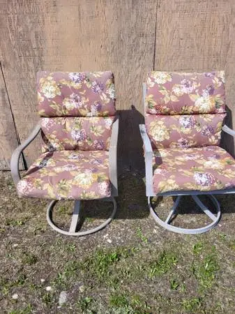 2 outside chairs with cushions