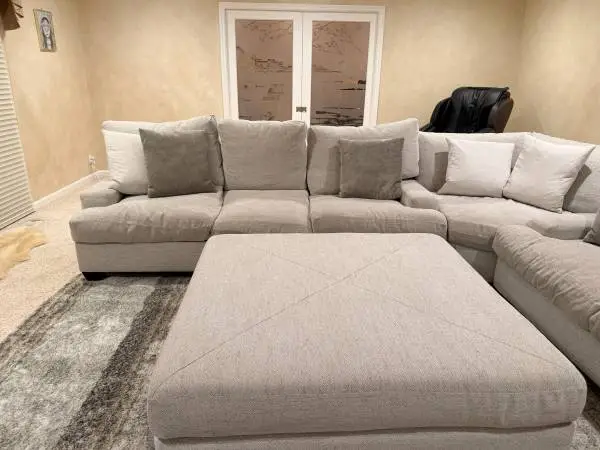 Beautifu square ottoman and corner sofa seater