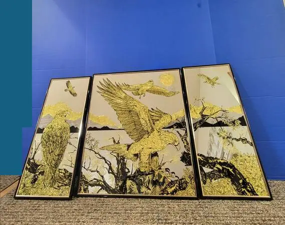 Vintage Gold Foil Eagle Mirrors Set of 3