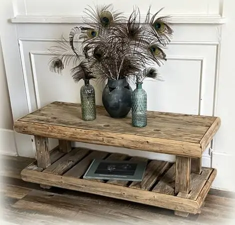 AWESOME PRIMITIVE CHUNKY HAND BUILT COFFEE TABLE/BENCH
