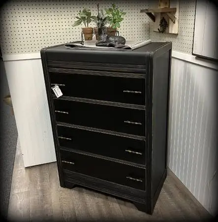 PRETTY VINTAGE MATTE BLACK REHABBED DRESSER