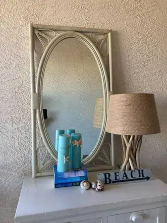 Vintage 1950s Rattan Wicker Mirror