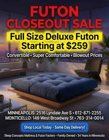 Full Deluxe Foam Core Futon Mattress  FACTORY DIRECT Same Day Delivery