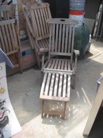 3-Solid Teak Patio Deck Steamer Chairs-Grade A Teak/Brass Hardware