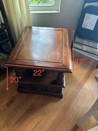 Vintage Antiqued Pine Old Tavern collection tiered end table $100