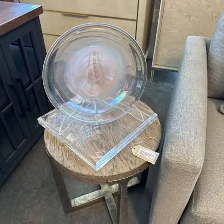 Blown Glass Plate W/ Plexi Stand- 13.5 - AS IS