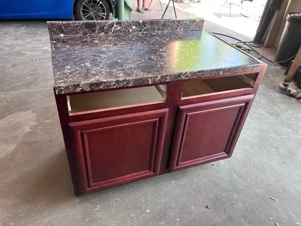 Kitchen Cabinet Double Door Cherry Needs Drawers Bathroom Wood
