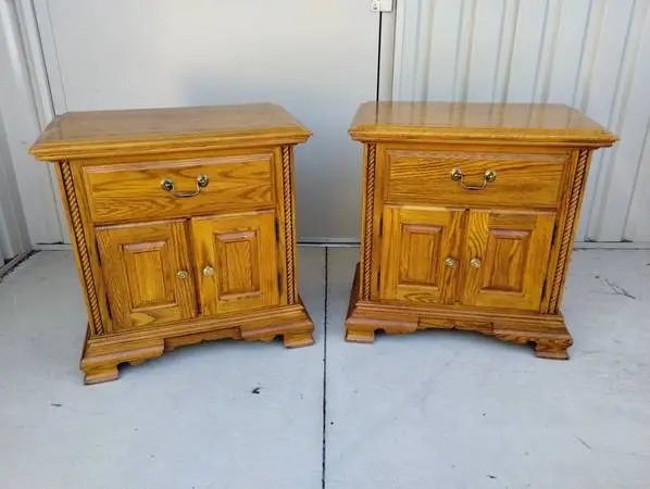 (2) Jamestown Sterling Solid Oak Nightstands - Like New - Made in NC!