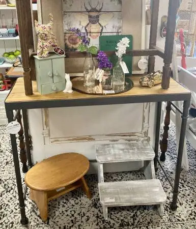 Cute Wood Top with Metal Base Console