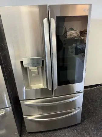 French doors stainless steel fridge and freezer