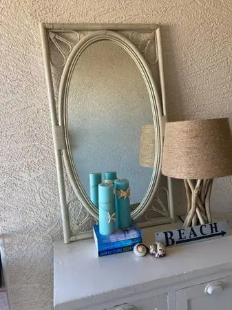 Vintage 1950s Rattan Wicker Mirror