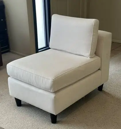 Like New Stylus Soleil Cream Modern Armless Club Chair