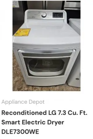 Reconditioned LG 7.3 Cu. Ft. Smart Electric Dryer DLE7300WE