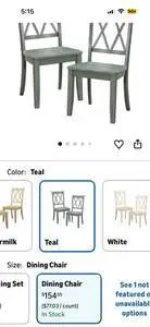 Pair ASHLEY CHAIRS, TEAL Iron Side Table, Chair, Mirror, Decor Leaves