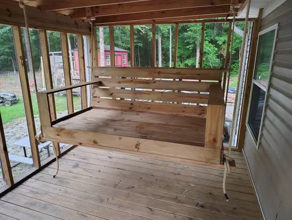Hand built bed swings