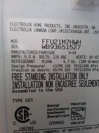 Frigidaire Upright Freezer 20 cf