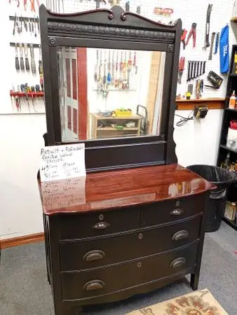 Price drop Refinished and rebuilt vintage dresser W/mirror