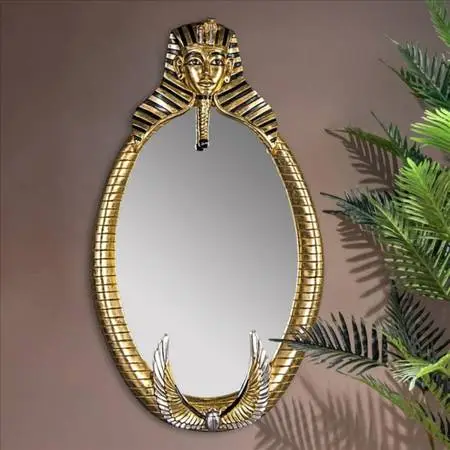 the spirit of tutankhamen, egyptian oval mirror wall 51 x 29 sculpture