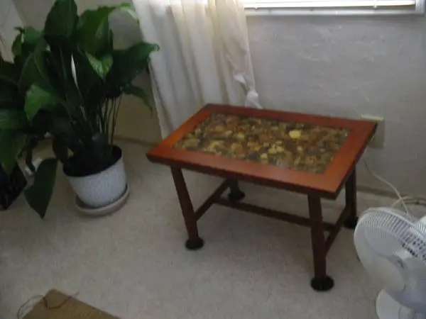 Cherry Wood inlaid  with rocks Accent