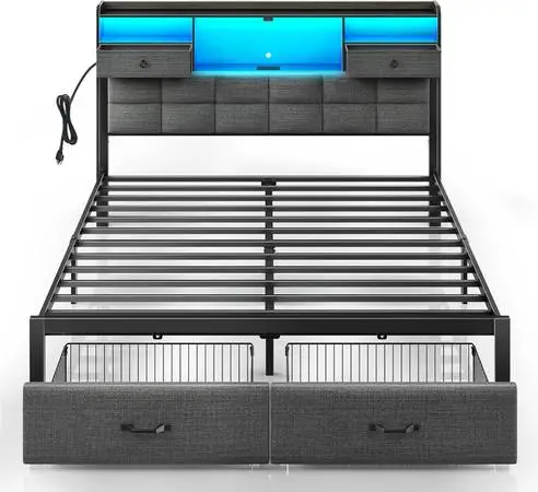 Almost new King Bed Frame with storage