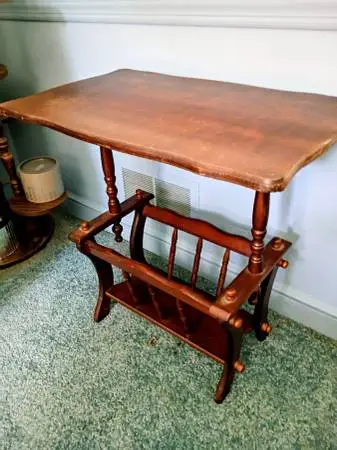 Library Table with Magazine Rack Base.